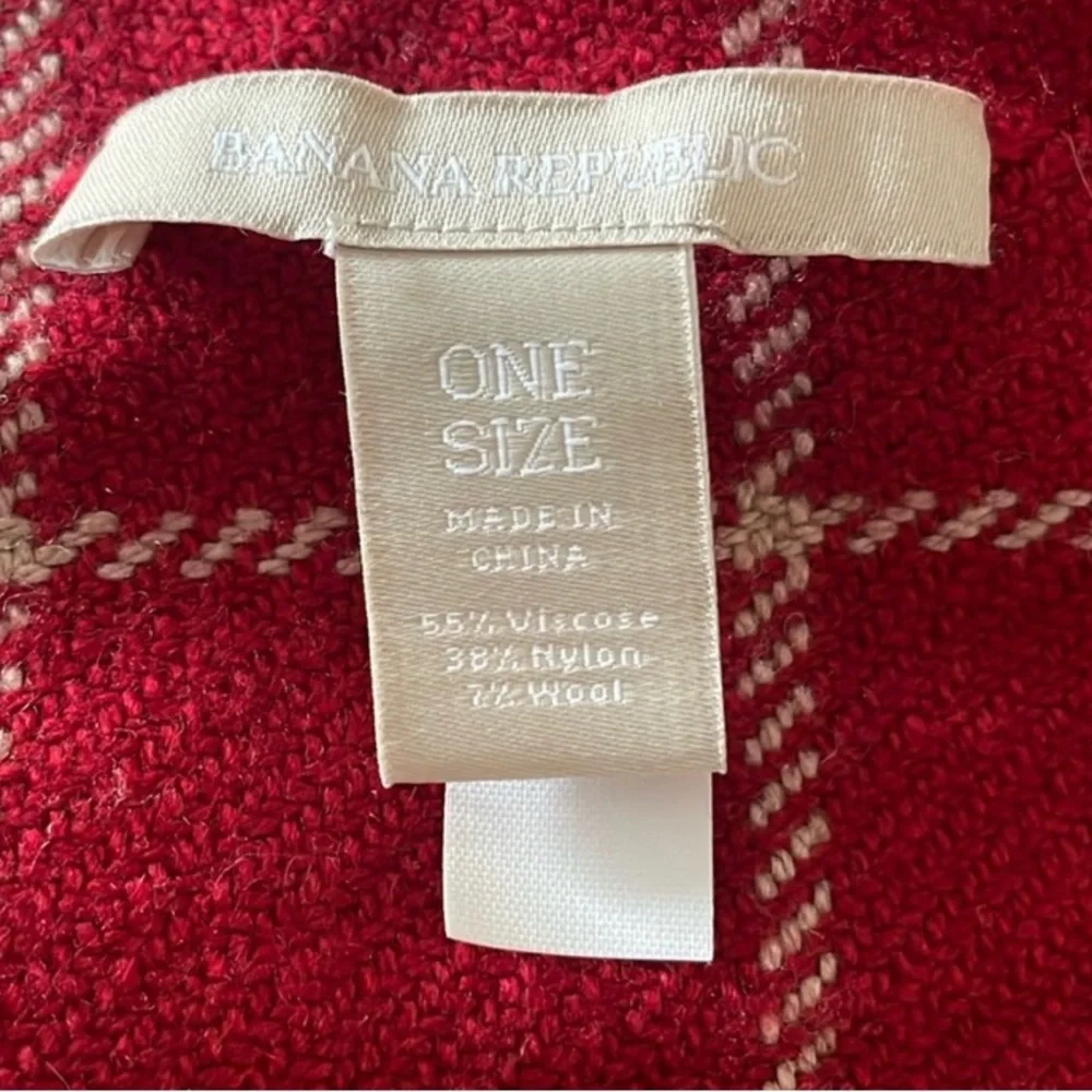 Banana Republic Red Plaid Fringe Wrap Scarf - Picture 3 of 5